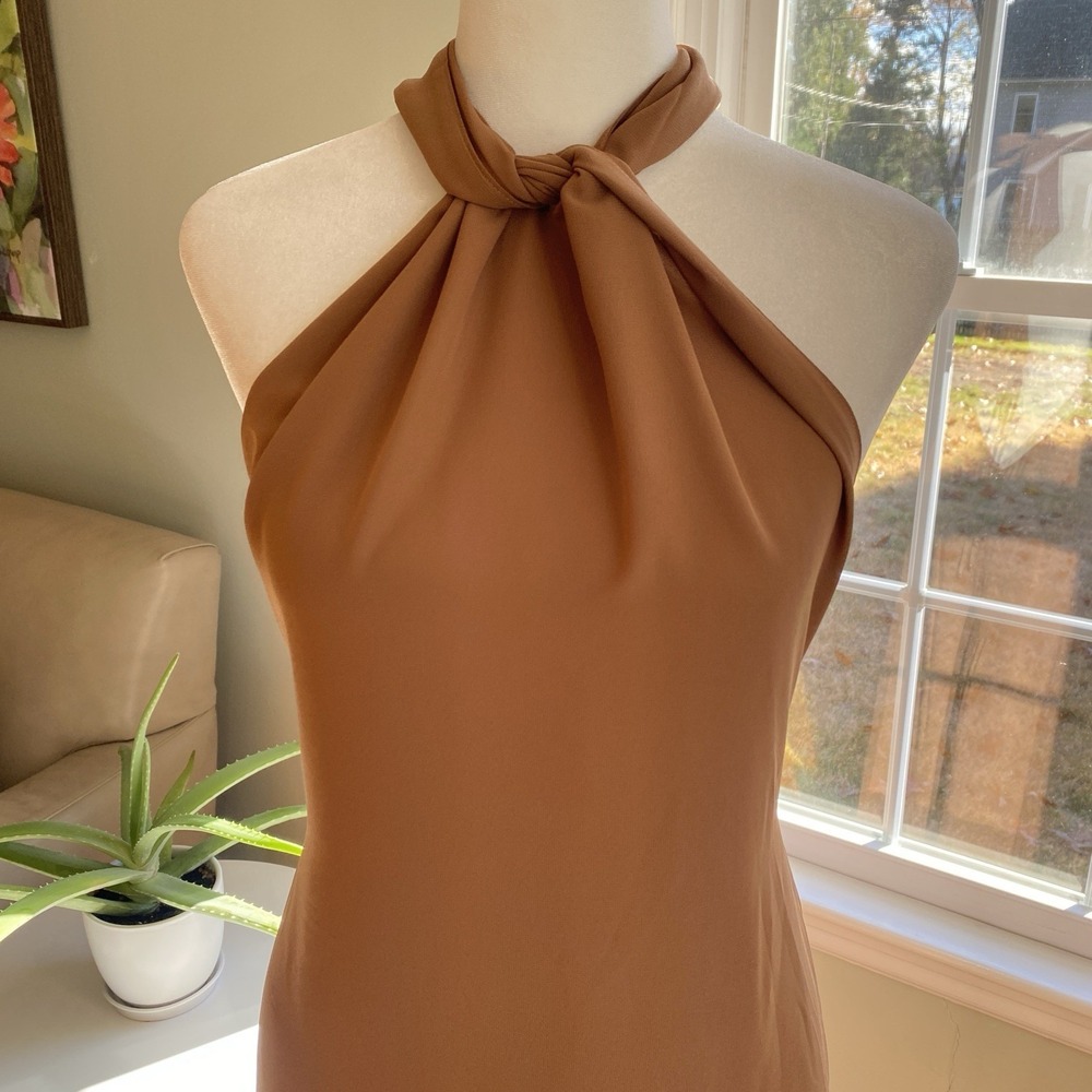 Bananhot Rocco Halter Maxi Dress Open Back Brown Size M Wedding Guest NWT - Picture 3 of 9